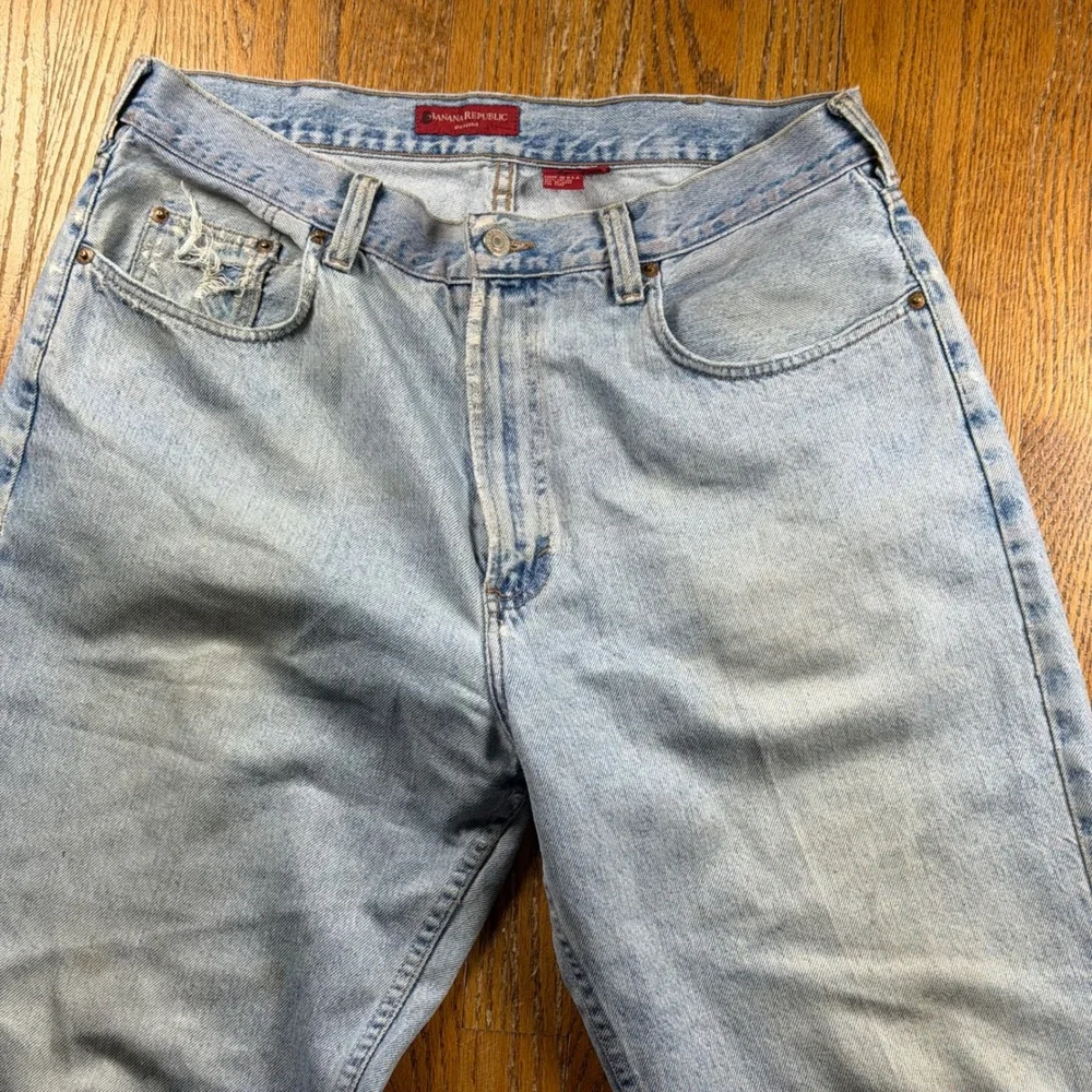 Banana Republic Denim Mens 38x32 Light Wash Straight Leg Jeans USA Made Vintage